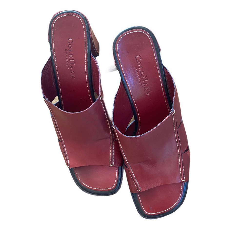 Cole Haan leather mule with heel very good condition!